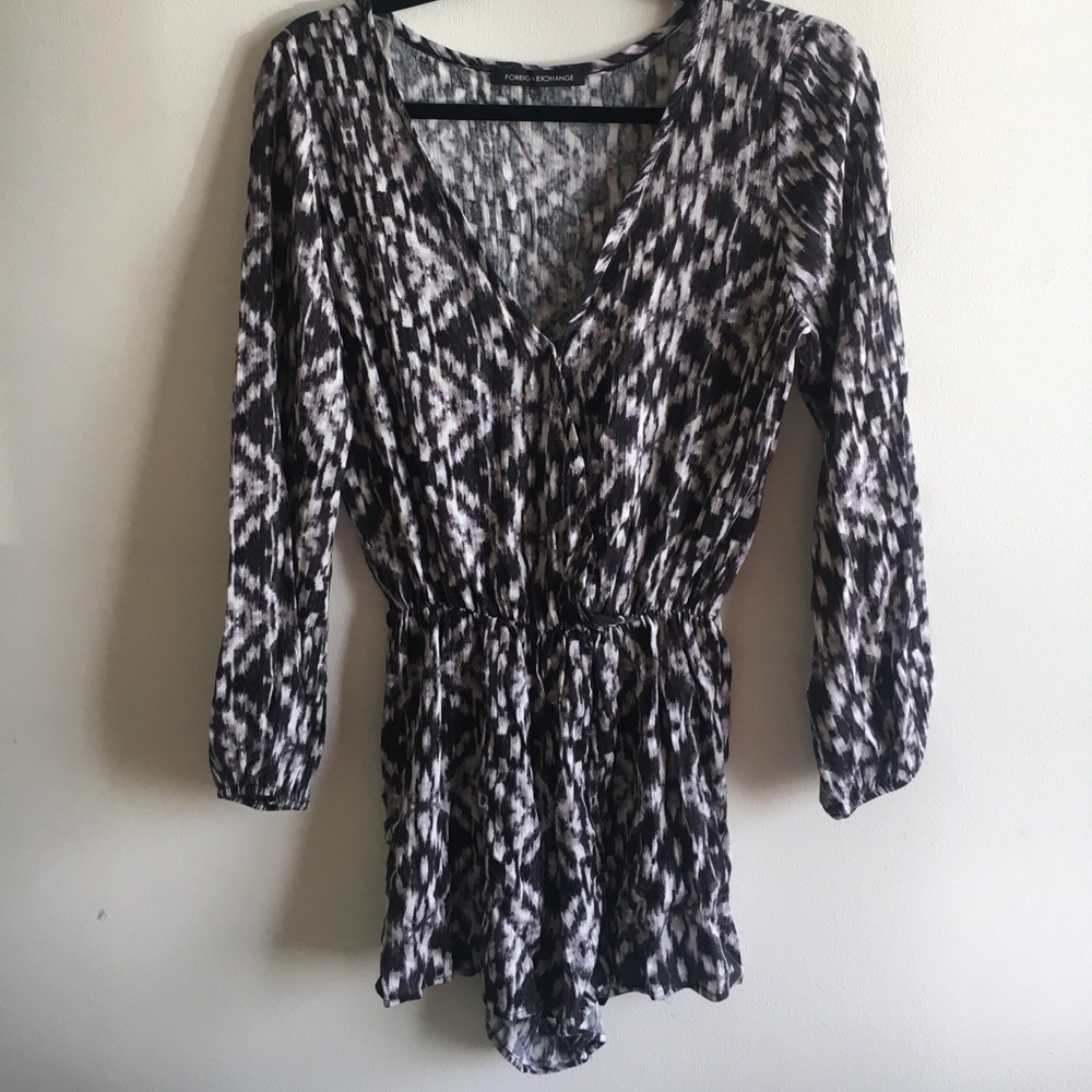 Foreign Exchange | Long-Sleeve wrap romper